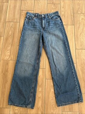 Aeropostale High Rise Wide Leg Blue denim Jeans Womens size 12 - 33” Inseam